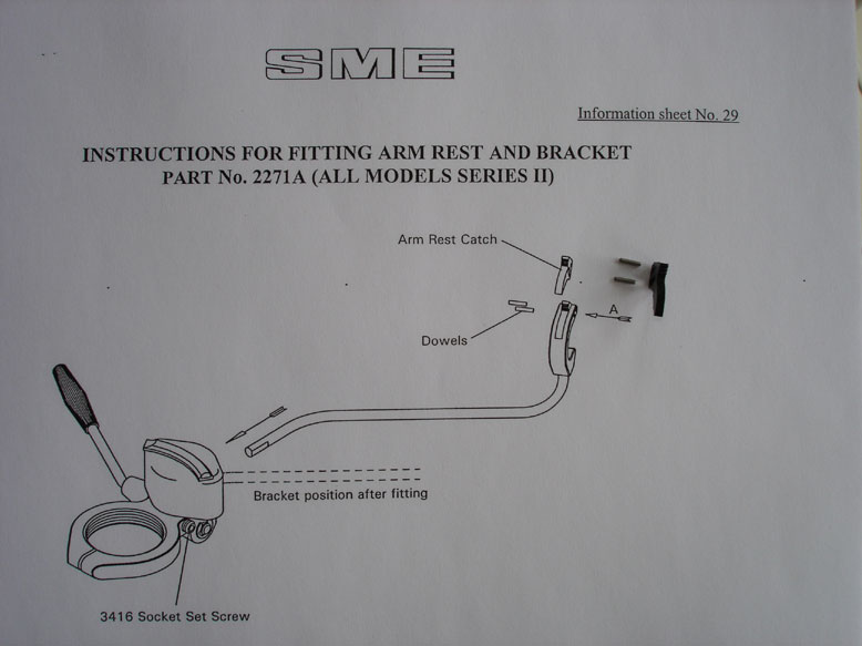 SME 3009 3012 SerIII Arm Rest Catch (NOS) & Ser. Sheet  